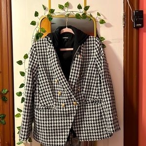 Peak Lapel Boyfriend Blazer with build in hoodie